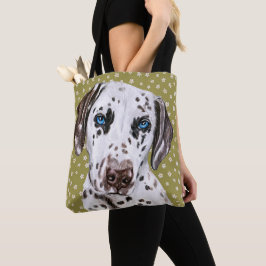 Bolsa Tote Dalmático Cinto Com Padrão Verde De Flor Branco