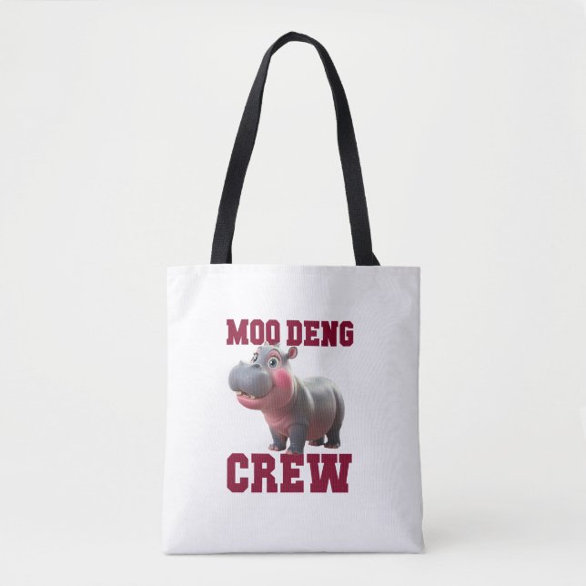 Bolsa Tote Dama de almoço do Quad Hippo, bebê da MOO DENG (Frente)