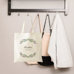 Bolsa Tote dama de flores lavandas<br><div class="desc">Fundo transparente. Decorado com flores lavandas e eucalipto verde. Personalize e adicione o nome da ponte. Traseira: sem design</div>