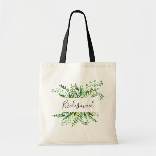 Bolsa Tote Dama de honra. Casamento botânico de verde aquarel