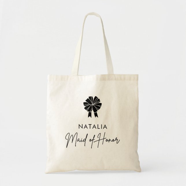 Bolsa Tote Dama de Honra com Arco Coquette Mínimo e Letra (Frente)