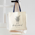 Bolsa Tote Dama de Honra com Caligrafia em Pote de Pedra Flor<br><div class="desc">Saco de mão com flores silvestres rústicas em um pote de pedra com tipografia moderna para dama de honra de casamento.</div>