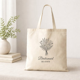 Bolsa Tote Dama de Honra Cortejo Flor Silvestre Nome