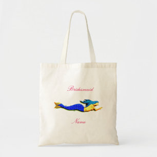 Bolsa Tote dama de honra da sereia da Azul-cauda