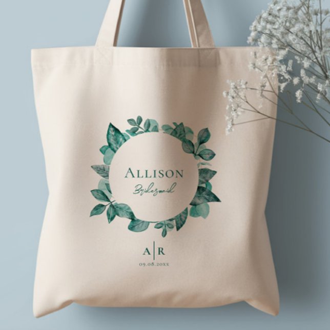 Bolsa Tote Dama de Honra, Dama, Casamento com Verde-água e Fo (Criador carregado)