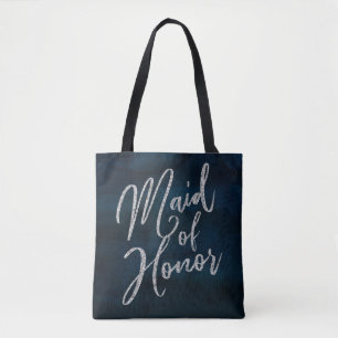 Bolsa Tote Dama de Honra em Azul Escuro com Luster Navy em Aq