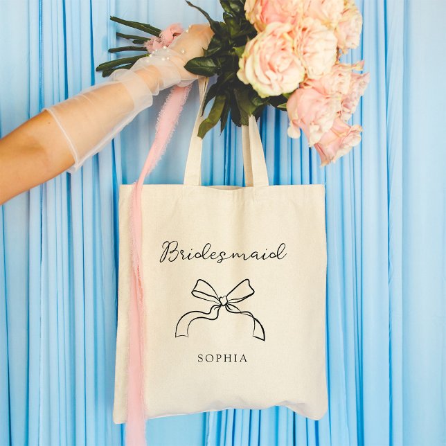 Bolsa Tote Dama de honra | Escolha o Laço Coquette de qualque (Criador carregado)
