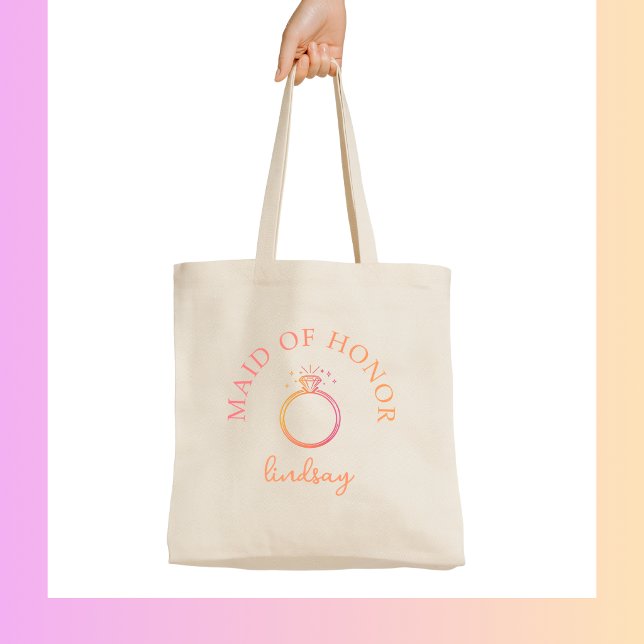 Bolsa Tote Dama de Honra! Festa de Despedida de Solteira com  (Maid of Honor! Ring Bachelorette Party Tote Bag)