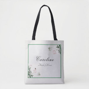 Bolsa Tote Dama de Honra Flor de Cerejeira Botânica Elegante 