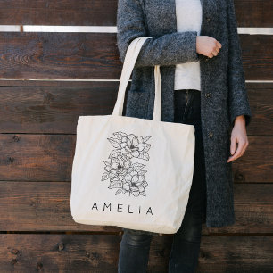 Bolsa Tote Dama de honra Flor Silvestre Rústica Nome 
