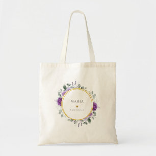 Bolsa Tote Dama de Honra Floral Roxa