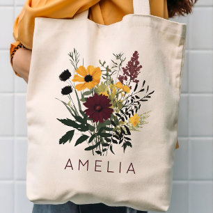 Bolsa Tote Dama de honra Flores silvestres Mamãe Dia das Mã