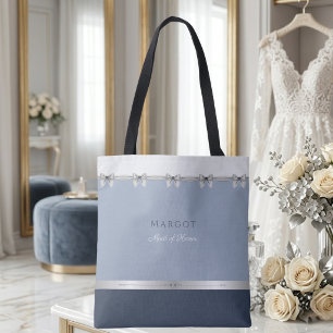 Bolsa Tote Dama de Honra Moderna Luxuoso Casamento em Azul