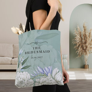 Bolsa Tote Dama de Honra Peônia Verde Musgo e Branco