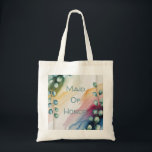 Bolsa Tote Dama de Honra Personalizada com Aquarela de Eucali<br><div class="desc">Esta linda Bolsa de Compras para Orçamento personalizável é o presente perfeito para sua Dama de Honra ou para as damas de honra. Com um elegante aro de eucalipto em aquarela e uma moldura geométrica em rosa e dourado, este design combina o estilo de casamento Boêmio com sofisticação clássica. Personalize...</div>