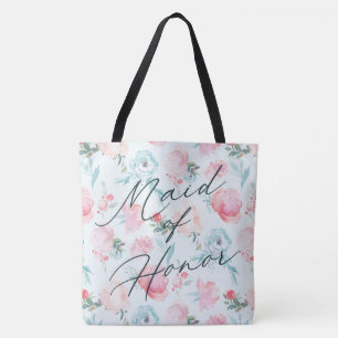 Bolsa Tote Dama de Honra Personalizada com Peônia Floral Jard