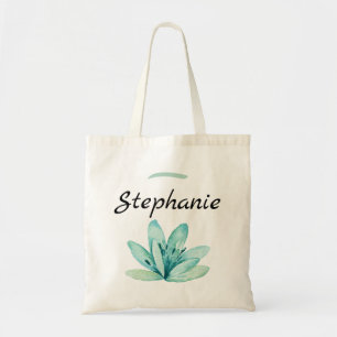 Bolsa Tote Dama de honra personalizada floral da cerceta da