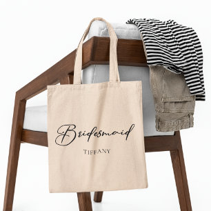 Bolsa Tote Dama de Honra Personalizado Chic Minimalista Casam