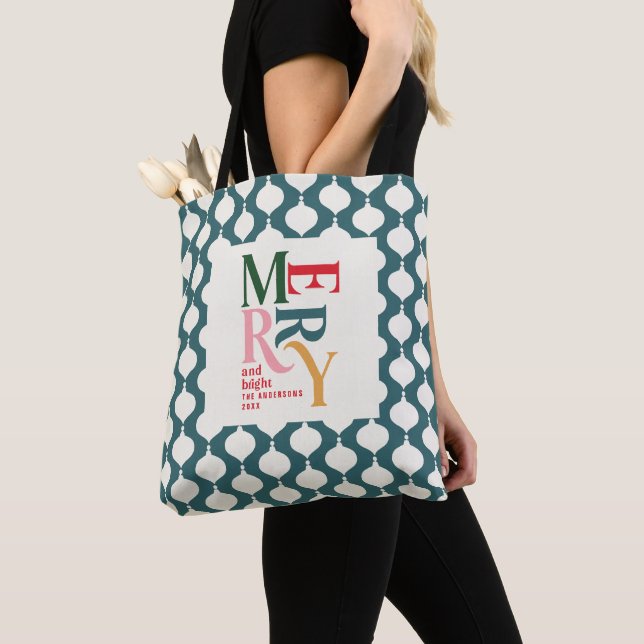 Bolsa Tote Dama de Natal elegante e bauble (Close Up)