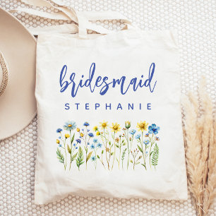 Bolsa Tote Damas de Honra com Flores Silvestres Personalizada