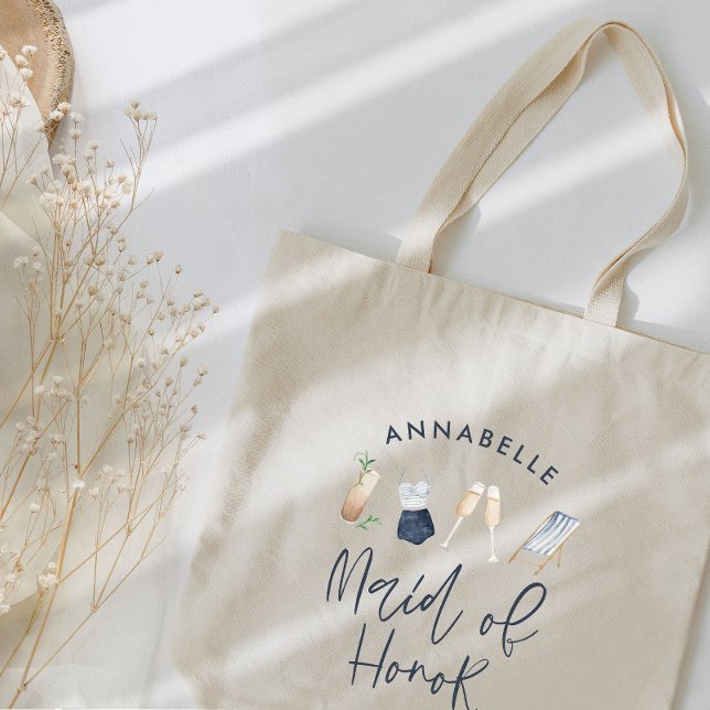 Bolsa Tote Damas de honra com letra de cocktail moderna femin (Criador carregado)