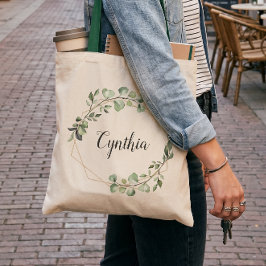 Bolsa Tote Damas de Honra com Moldura Geométrica de Eucalipto