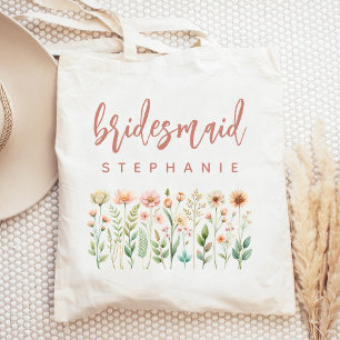 Bolsa Tote Damas de Honra com Rosas de Flores Silvestres Pers