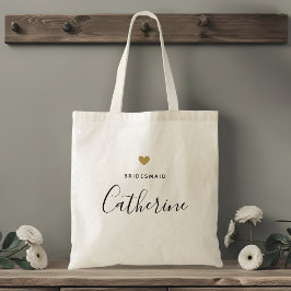 Bolsa Tote Damas de Honra Coração Dourado Moderno