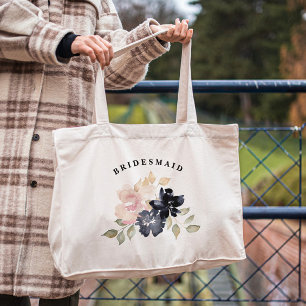 Bolsa Tote Damas de honra de flores navais aquarela romântica