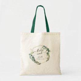 Bolsa Tote Damas de honra de verde aquarelado rústico com euc