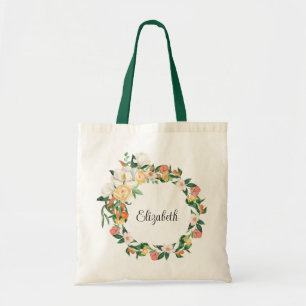 Bolsa Tote Damas de honra Elegantes Magnólias Brancas e Kumqu