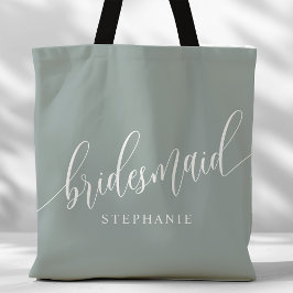 Bolsa Tote Damas de Honra em Poeira de Sage Escrita Moderna