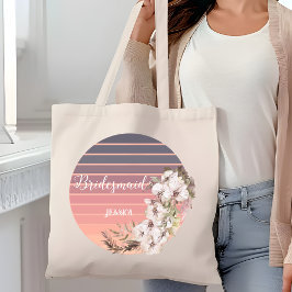 Bolsa Tote Damas de honra Florais em Rosa Áureo Pôr do Sol Vi