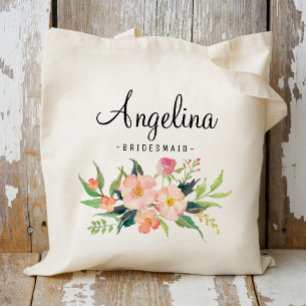 Bolsa Tote Damas de Honra Floral Chic Personalizado-3