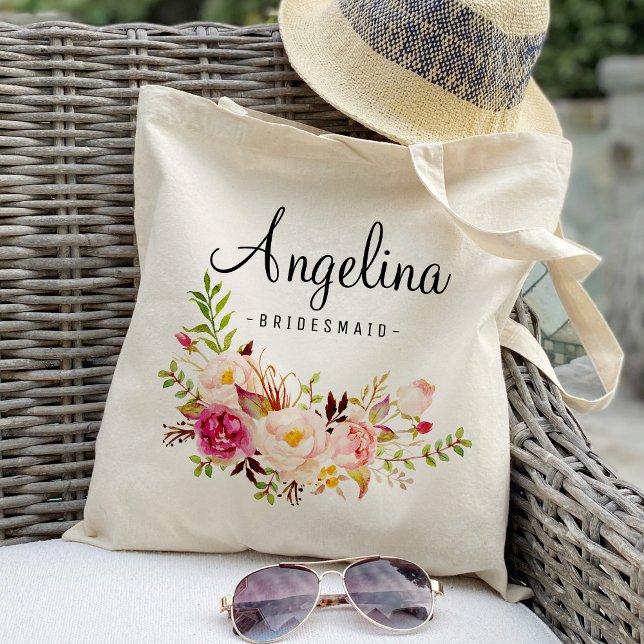 Bolsa Tote Damas de honra Floral Rústico Personalizado-6 (Criador carregado)
