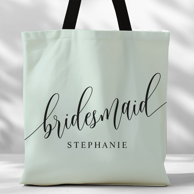 Bolsa Tote Damas de Honra Moderno em Pastel Mint (Criador carregado)