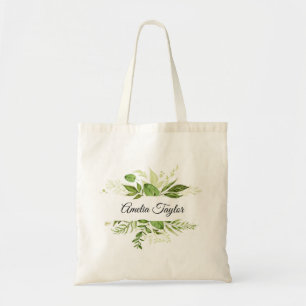Bolsa Tote Damas de honra personalizadas com folhagem verde