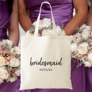 Bolsa Tote Damas de honra personalizadas / Data e nome do cas