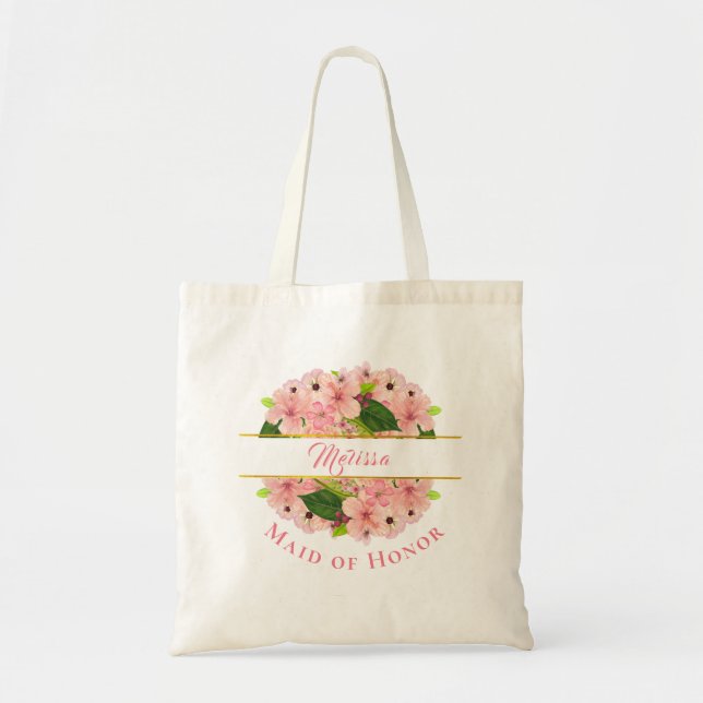 Bolsa Tote Damas de Honra Rosa Moderno Dourado  (Frente)