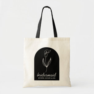 Bolsa Tote Damas de Honra Simples e Elegantes com Lírio Botân