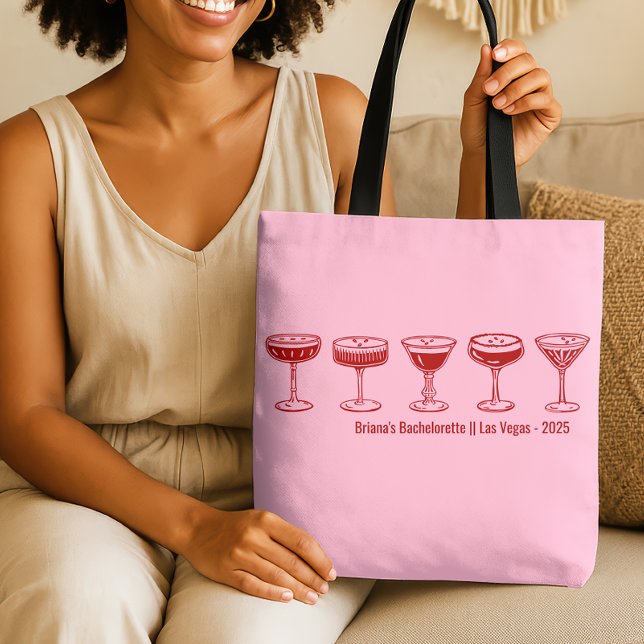 Bolsa Tote Damas de Rosa Espresso Martini Despedida de Soltei (Criador carregado)