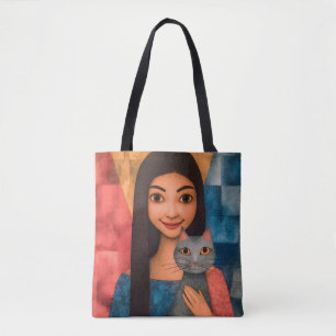 Bolsa Tote Damas & Gatos – Coleção de Retratos Vintage 1