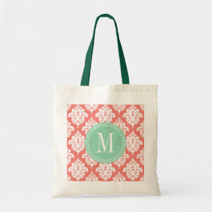 Bolsa Tote Damasco coral elegante personalizado