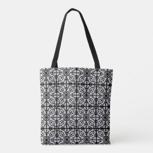 Bolsa Tote Damasco preto e branco