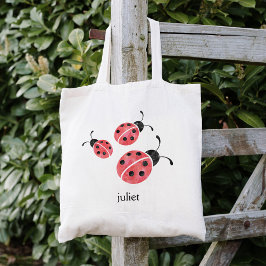 Bolsa Tote Damybugs Red Watercolor Personalizados