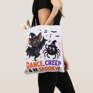 Bolsa Tote Dança Assustadora de Morcego e Aranha Fofa