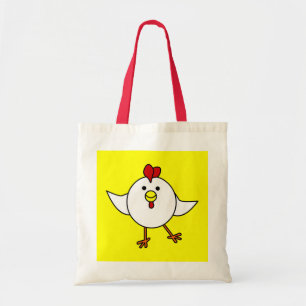 Bolsa Tote Dança bonito da galinha - branco e amarelo
