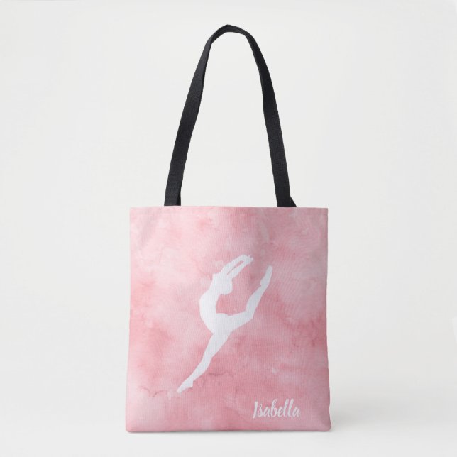 Bolsa Tote Dança cor-de-rosa feita sob encomenda da aguarela (Frente)