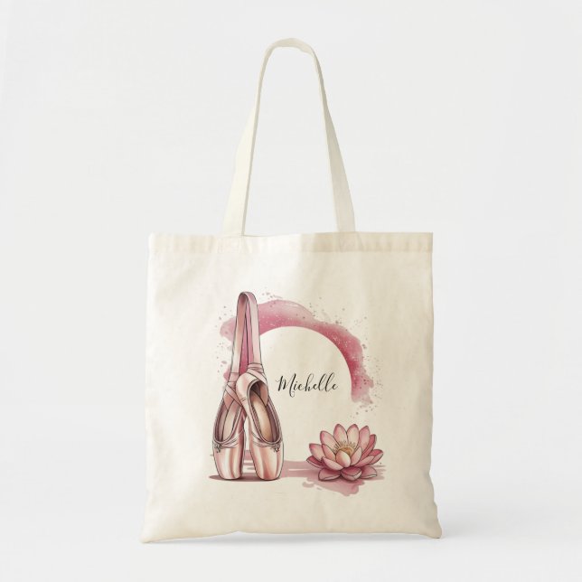 Bolsa Tote Dança de Calçados Ballerina do Balé de Nome Person (Frente)