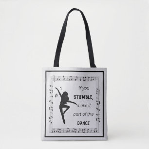 Bolsa Tote Dança inspiradora notas musicais em preto